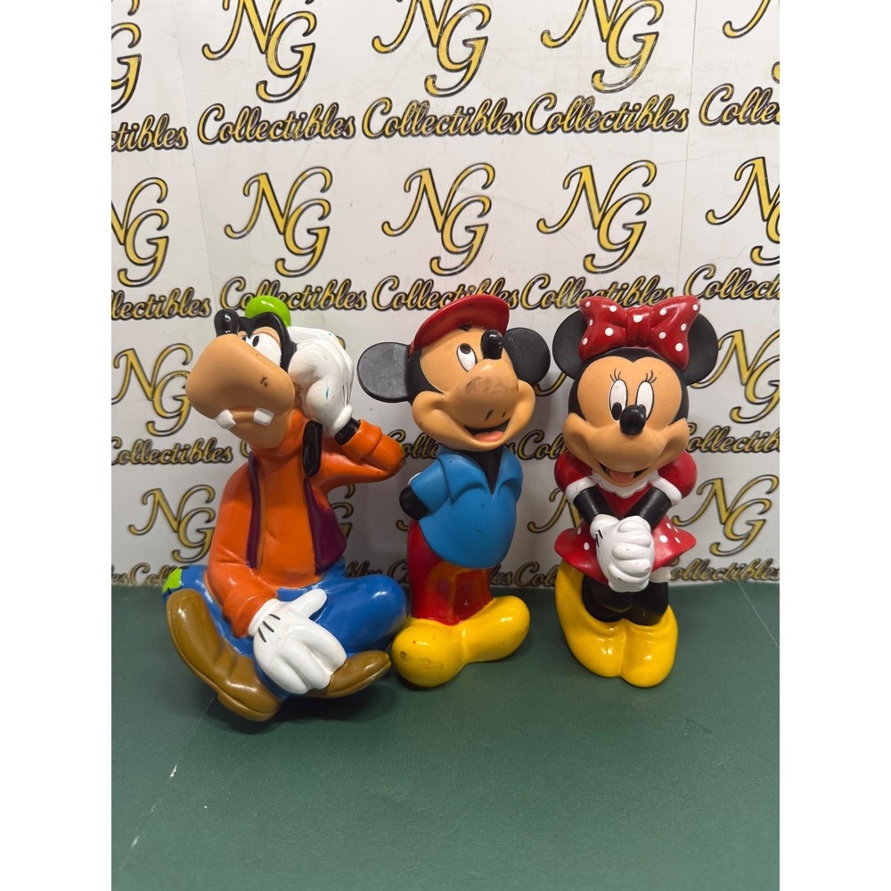 Disney Mickey Minnie Mouse Goofy PVC Vinyl Figures Set 3 Piece Collectible 90s